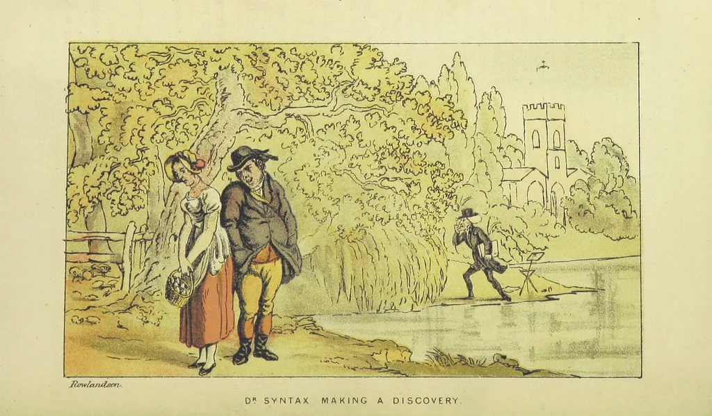 An illustration from Doctor Syntax's Three Tours: in search of the picturesque, consolation, and a wife ... The original edition, complete and unabridged, with the life and adventures of the author ... by John Camden Hotten. Eighty full page illustrations drawn and coloured after the originals by T. Rowlandson, 1868, leaf 366