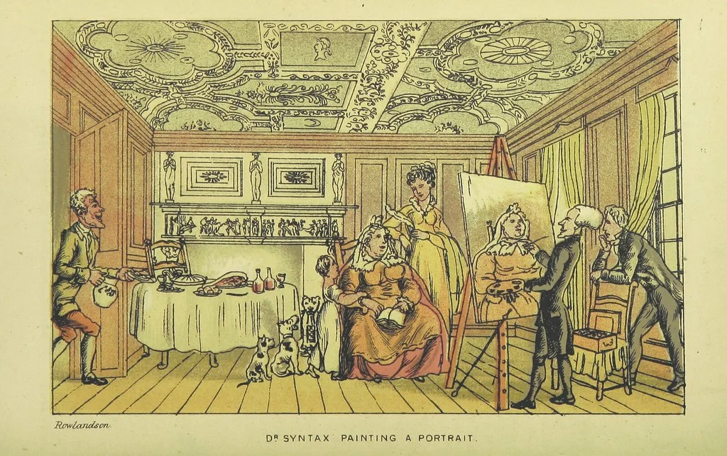 An illustration from Doctor Syntax's Three Tours: in search of the picturesque, consolation, and a wife ... The original edition, complete and unabridged, with the life and adventures of the author ... by John Camden Hotten. Eighty full page illustrations drawn and coloured after the originals by T. Rowlandson, 1868, leaf 370