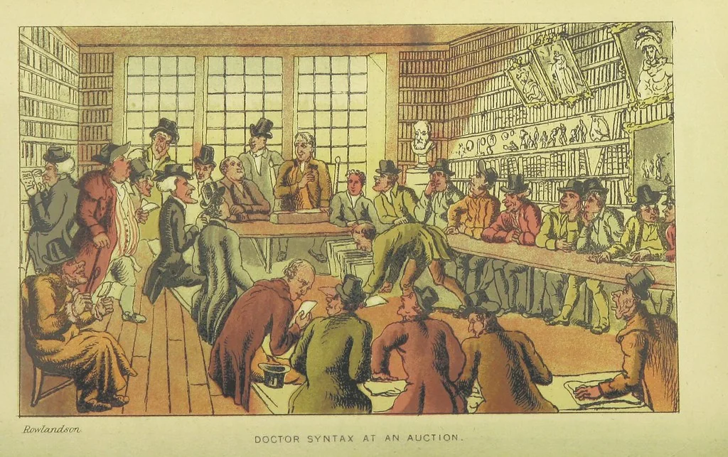 An illustration from Doctor Syntax's Three Tours: in search of the picturesque, consolation, and a wife ... The original edition, complete and unabridged, with the life and adventures of the author ... by John Camden Hotten. Eighty full page illustrations drawn and coloured after the originals by T. Rowlandson, 1868, leaf 380