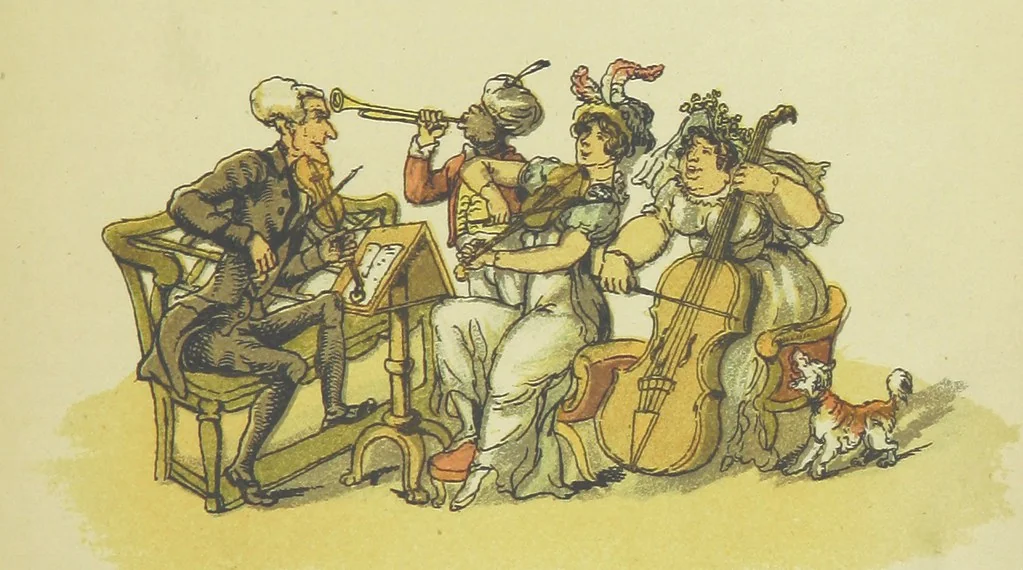 An illustration from Doctor Syntax's Three Tours: in search of the picturesque, consolation, and a wife ... The original edition, complete and unabridged, with the life and adventures of the author ... by John Camden Hotten. Eighty full page illustrations drawn and coloured after the originals by T. Rowlandson, 1868, leaf 397