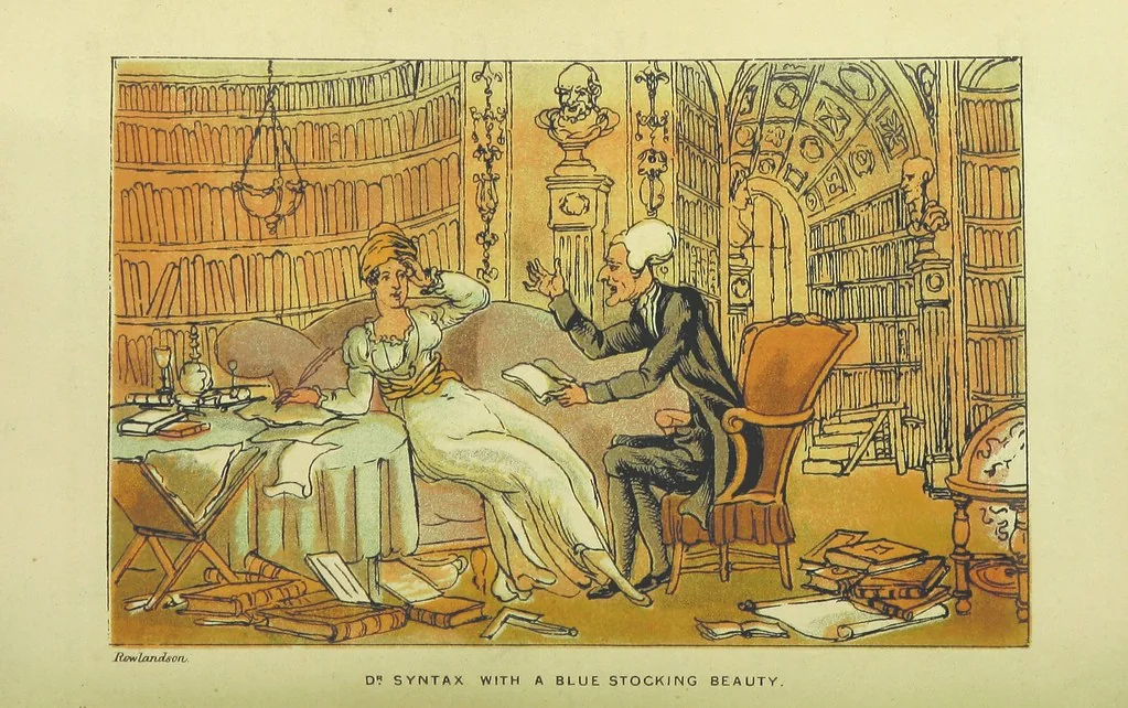 An illustration from Doctor Syntax's Three Tours: in search of the picturesque, consolation, and a wife ... The original edition, complete and unabridged, with the life and adventures of the author ... by John Camden Hotten. Eighty full page illustrations drawn and coloured after the originals by T. Rowlandson, 1868, leaf 448