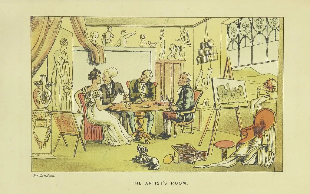 An illustration from Doctor Syntax's Three Tours: in search of the picturesque, consolation, and a wife ... The original edition, complete and unabridged, with the life and adventures of the author ... by John Camden Hotten. Eighty full page illustrations drawn and coloured after the originals by T. Rowlandson, 1868, leaf 519