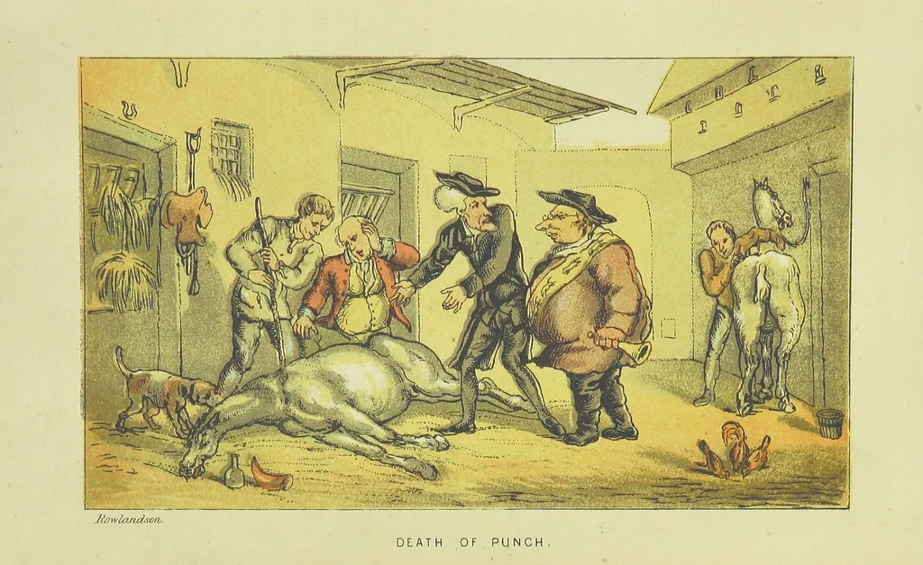 An illustration from Doctor Syntax's Three Tours: in search of the picturesque, consolation, and a wife ... The original edition, complete and unabridged, with the life and adventures of the author ... by John Camden Hotten. Eighty full page illustrations drawn and coloured after the originals by T. Rowlandson, 1868, leaf 523