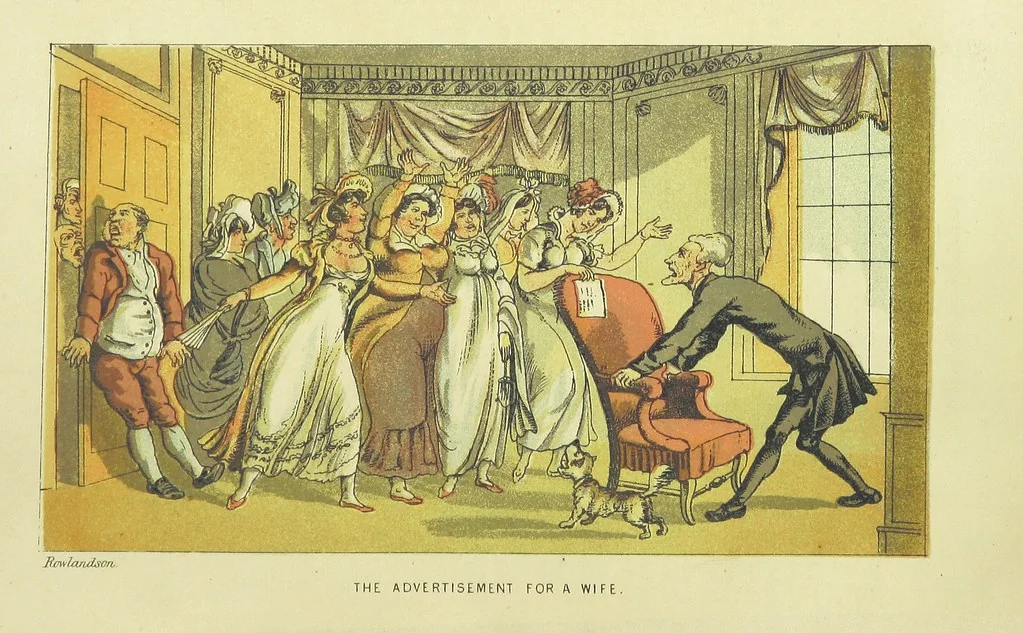 An illustration from Doctor Syntax's Three Tours: in search of the picturesque, consolation, and a wife ... The original edition, complete and unabridged, with the life and adventures of the author ... by John Camden Hotten. Eighty full page illustrations drawn and coloured after the originals by T. Rowlandson, 1868, leaf 528