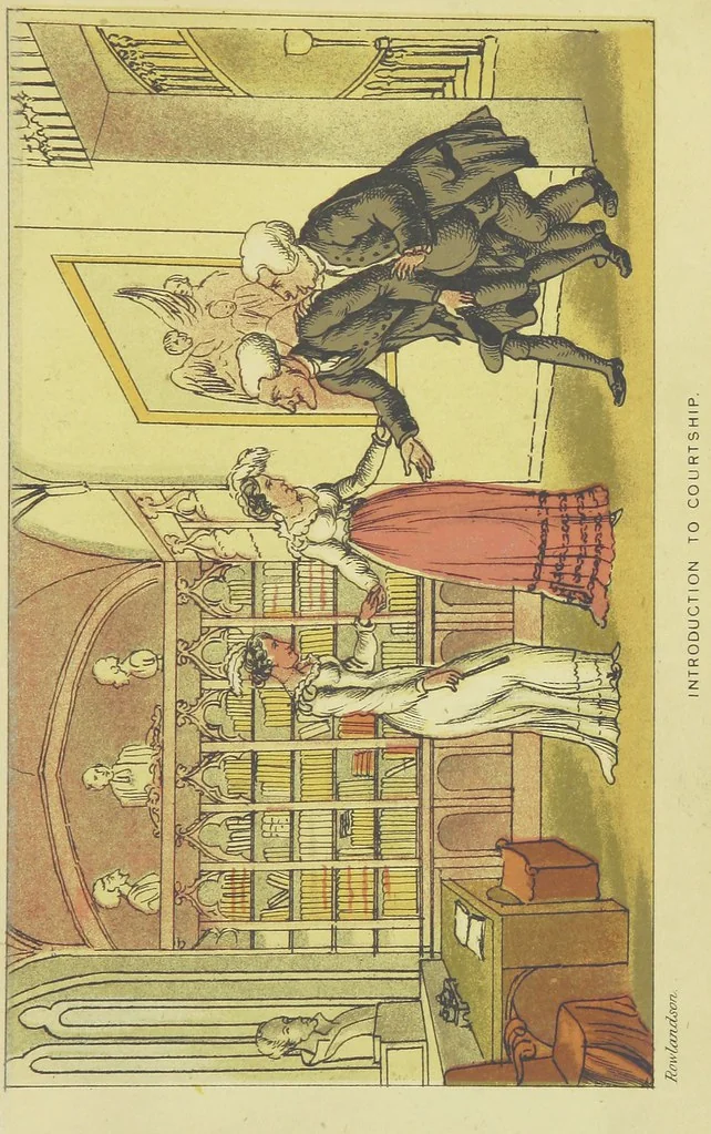 An illustration from Doctor Syntax's Three Tours: in search of the picturesque, consolation, and a wife ... The original edition, complete and unabridged, with the life and adventures of the author ... by John Camden Hotten. Eighty full page illustrations drawn and coloured after the originals by T. Rowlandson, 1868, leaf 555