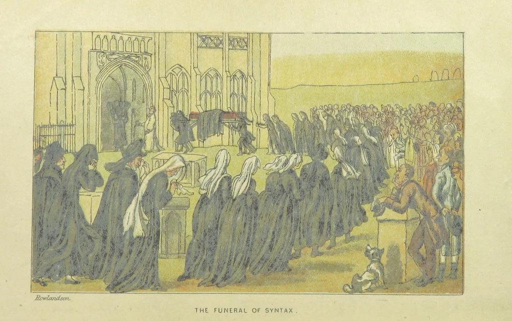 An illustration from Doctor Syntax's Three Tours: in search of the picturesque, consolation, and a wife ... The original edition, complete and unabridged, with the life and adventures of the author ... by John Camden Hotten. Eighty full page illustrations drawn and coloured after the originals by T. Rowlandson, 1868, leaf 564