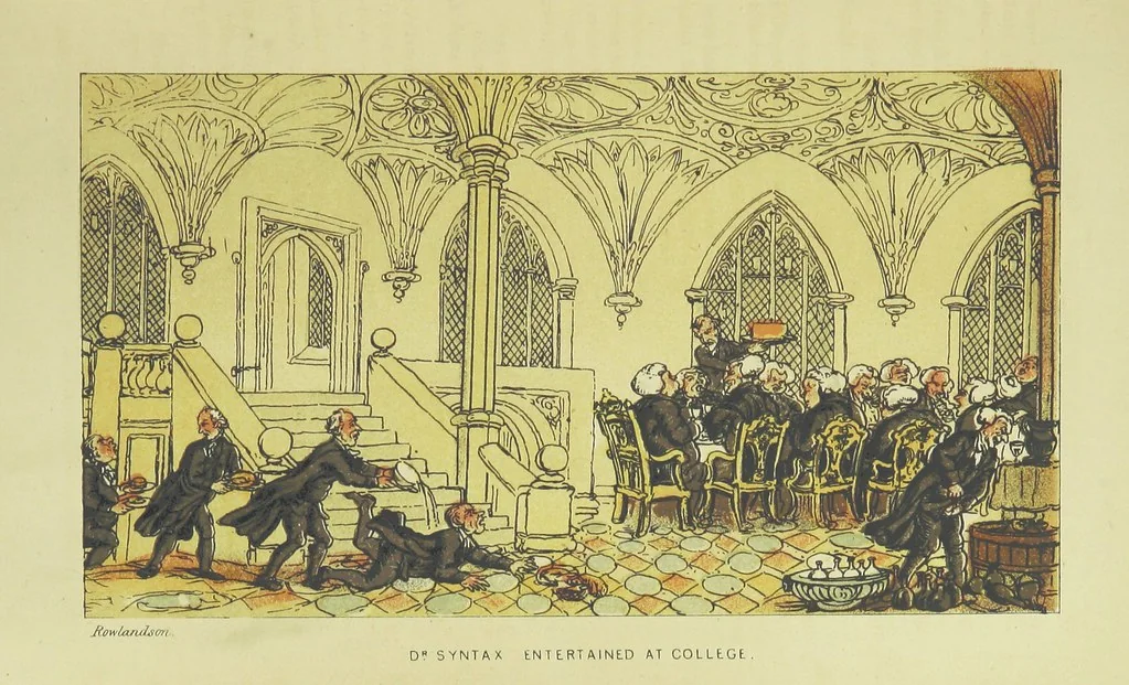 An illustration from Doctor Syntax's Three Tours: in search of the picturesque, consolation, and a wife ... The original edition, complete and unabridged, with the life and adventures of the author ... by John Camden Hotten. Eighty full page illustrations drawn and coloured after the originals by T. Rowlandson, 1868, leaf 85
