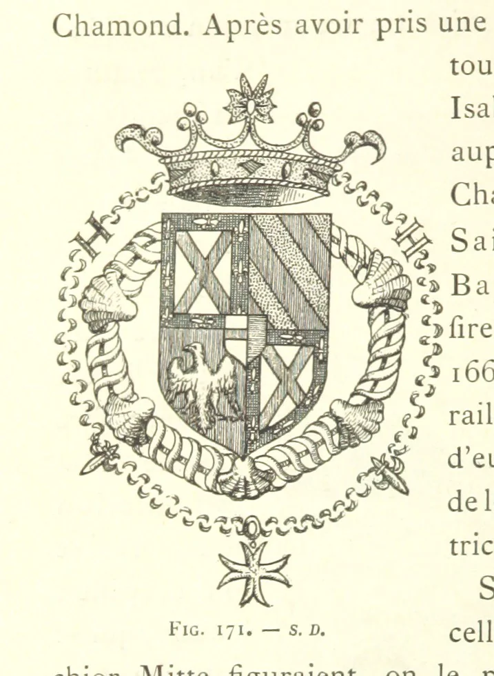 An illustration from Histoire de Saint-Chamond et de la seigneurie de Jarez depuis les temps les plus reculés jusqu'à nos jours, 1890, leaf 458
