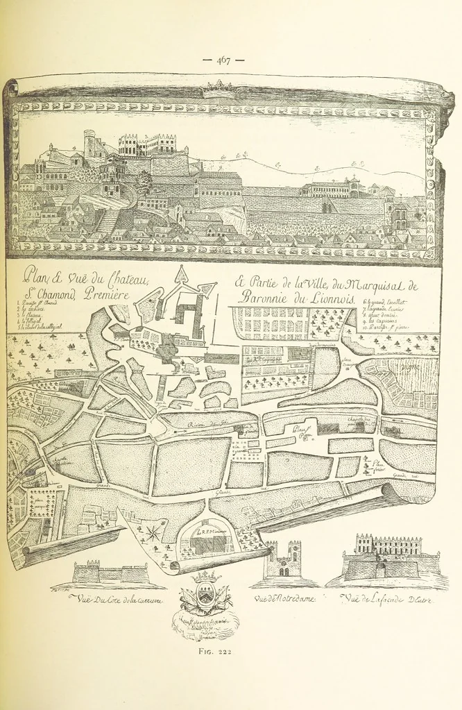 An illustration from Histoire de Saint-Chamond et de la seigneurie de Jarez depuis les temps les plus reculés jusqu'à nos jours, 1890, leaf 521