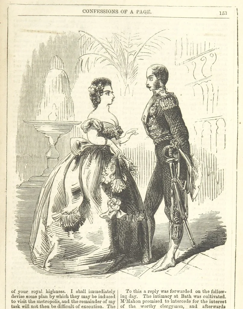 An illustration from The Confessions of a Page: or Revelations of the times of George the Fourth. By the author of the fourth series of the “Mysteries of London.” (Illustrated by “Phiz.”), 1861, leaf 179