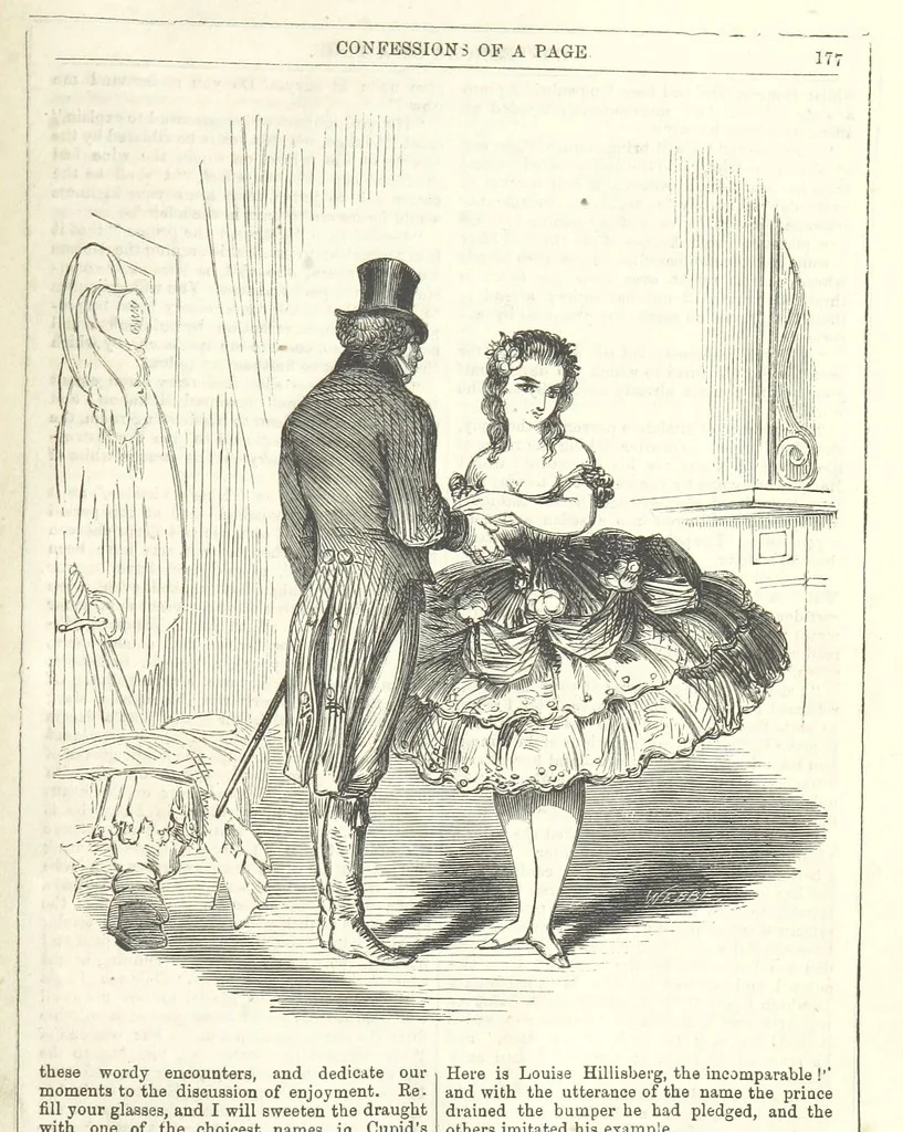 An illustration from The Confessions of a Page: or Revelations of the times of George the Fourth. By the author of the fourth series of the “Mysteries of London.” (Illustrated by “Phiz.”), 1861, leaf 203