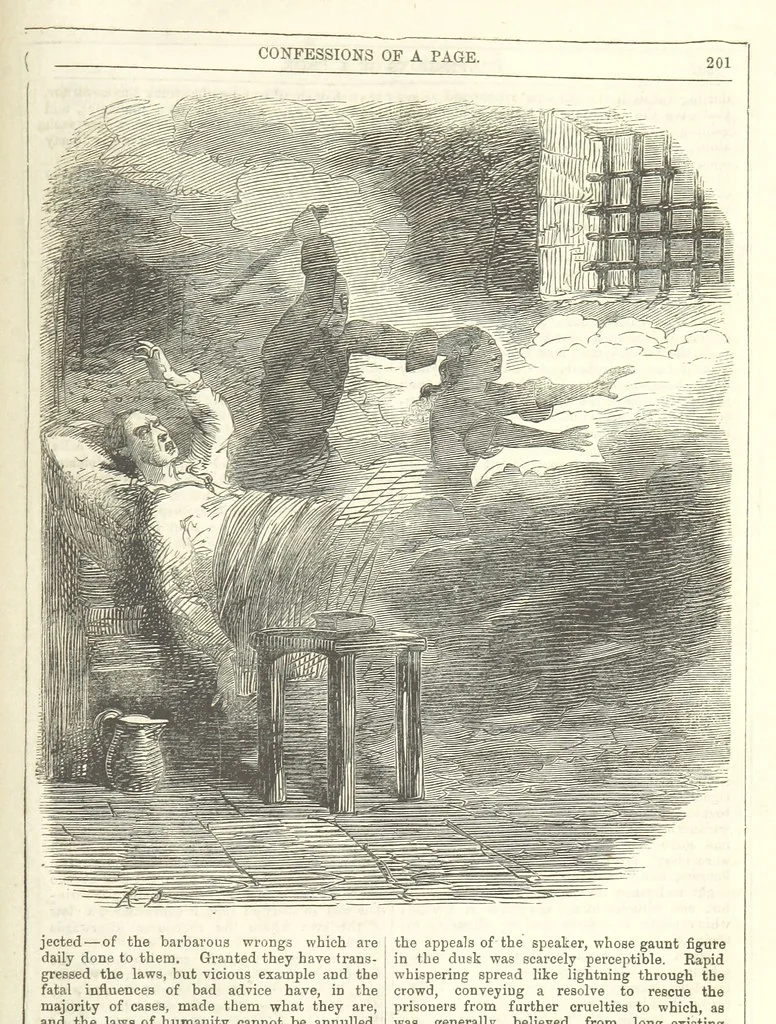 An illustration from The Confessions of a Page: or Revelations of the times of George the Fourth. By the author of the fourth series of the “Mysteries of London.” (Illustrated by “Phiz.”), 1861, leaf 231