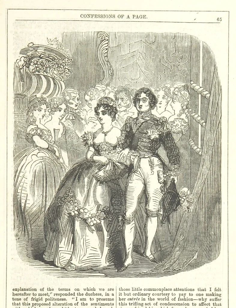 An illustration from The Confessions of a Page: or Revelations of the times of George the Fourth. By the author of the fourth series of the “Mysteries of London.” (Illustrated by “Phiz.”), 1861, leaf 79