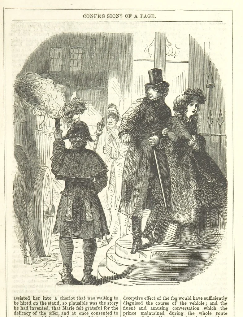 An illustration from The Confessions of a Page: or Revelations of the times of George the Fourth. By the author of the fourth series of the “Mysteries of London.” (Illustrated by “Phiz.”), 1861, leaf 87
