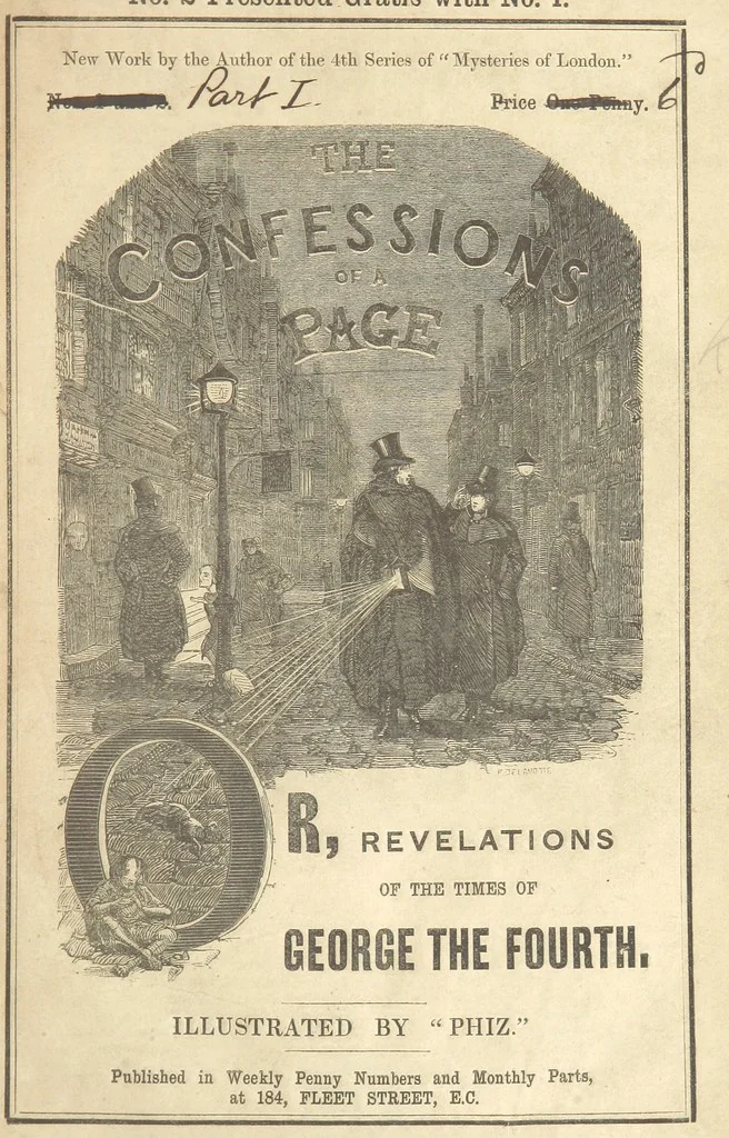 An illustration from The Confessions of a Page: or Revelations of the times of George the Fourth. By the author of the fourth series of the “Mysteries of London.” (Illustrated by “Phiz.”), 1861, leaf 9