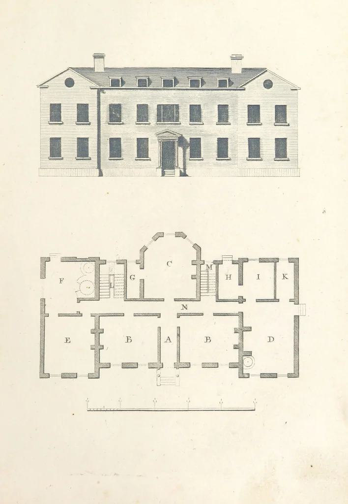 An illustration from The New Builder's Magazine, and Complete Architectural Library, for architects, surveyors, carpenters, etc, 1819, leaf 123