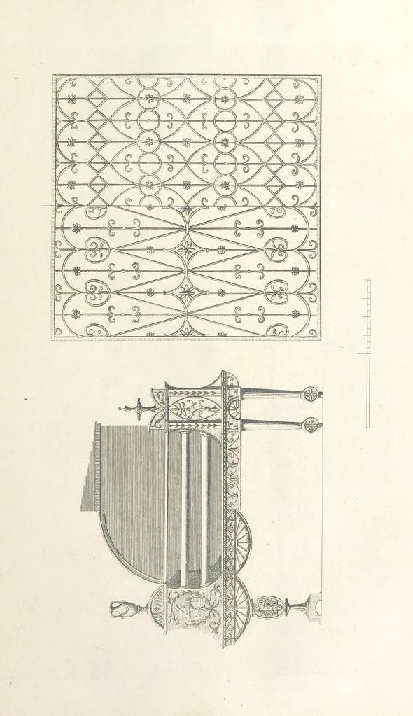 An illustration from The New Builder's Magazine, and Complete Architectural Library, for architects, surveyors, carpenters, etc, 1819, leaf 131