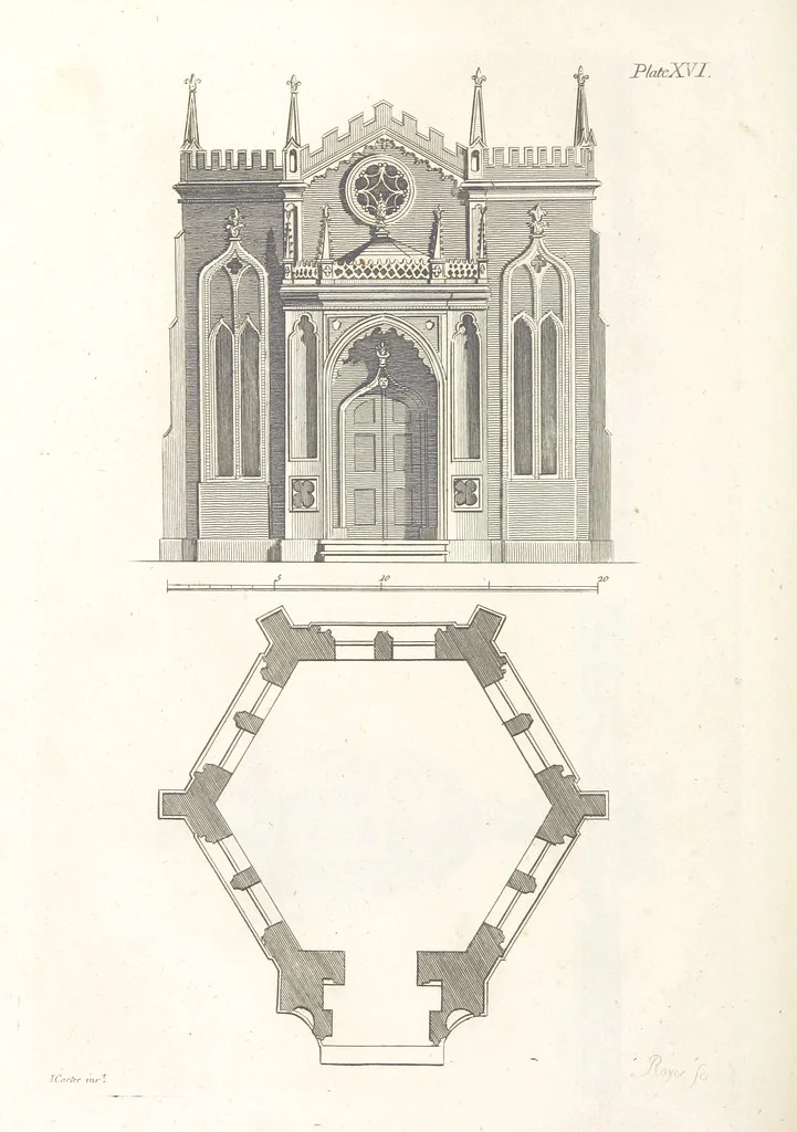 An illustration from The New Builder's Magazine, and Complete Architectural Library, for architects, surveyors, carpenters, etc, 1819, leaf 148