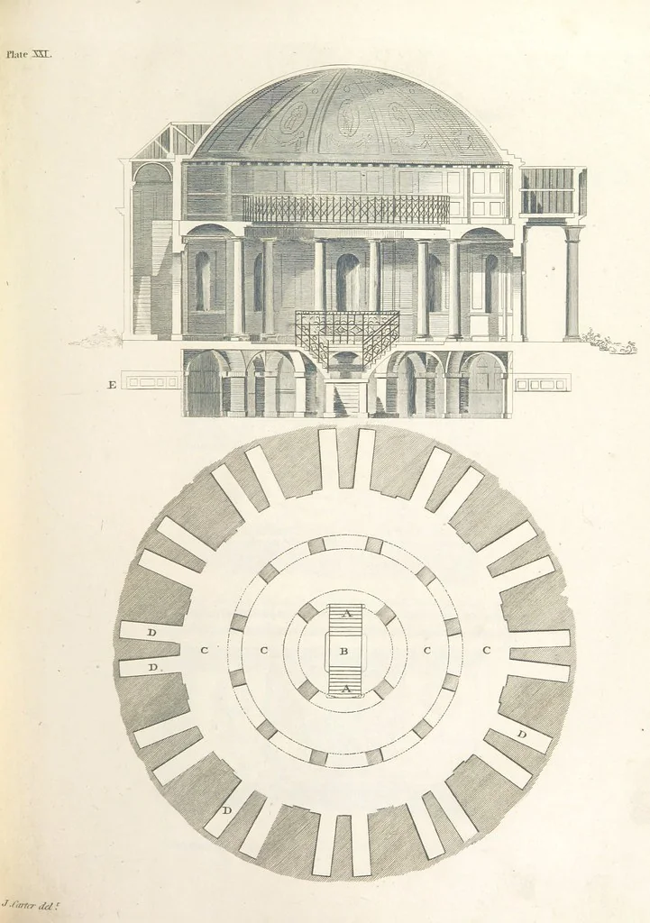 An illustration from The New Builder's Magazine, and Complete Architectural Library, for architects, surveyors, carpenters, etc, 1819, leaf 161