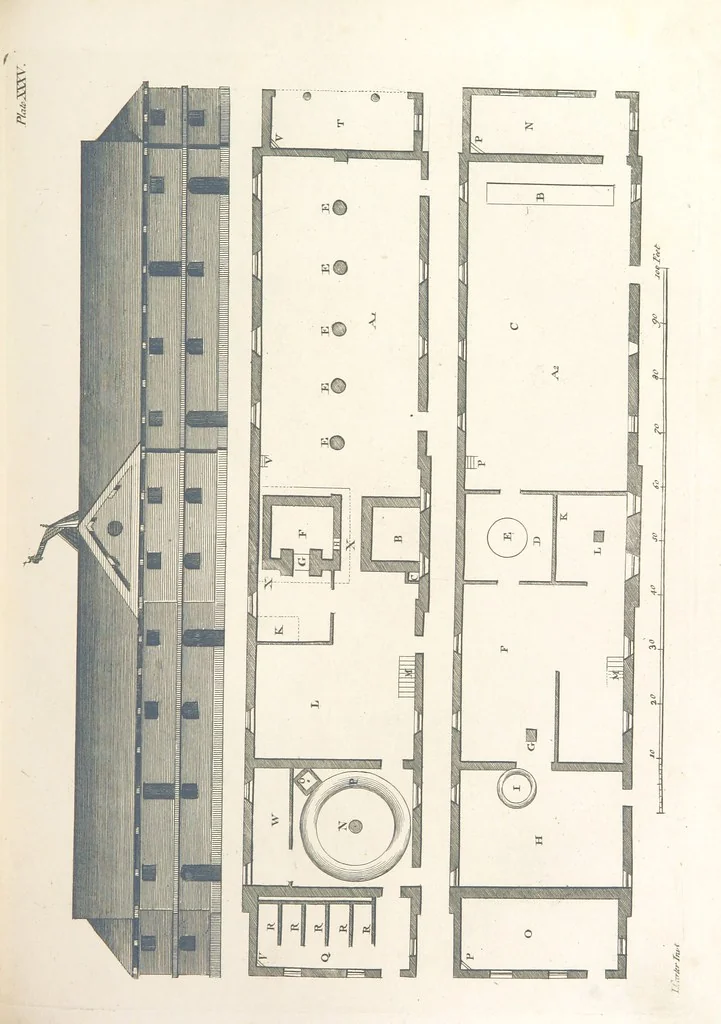 An illustration from The New Builder's Magazine, and Complete Architectural Library, for architects, surveyors, carpenters, etc, 1819, leaf 199