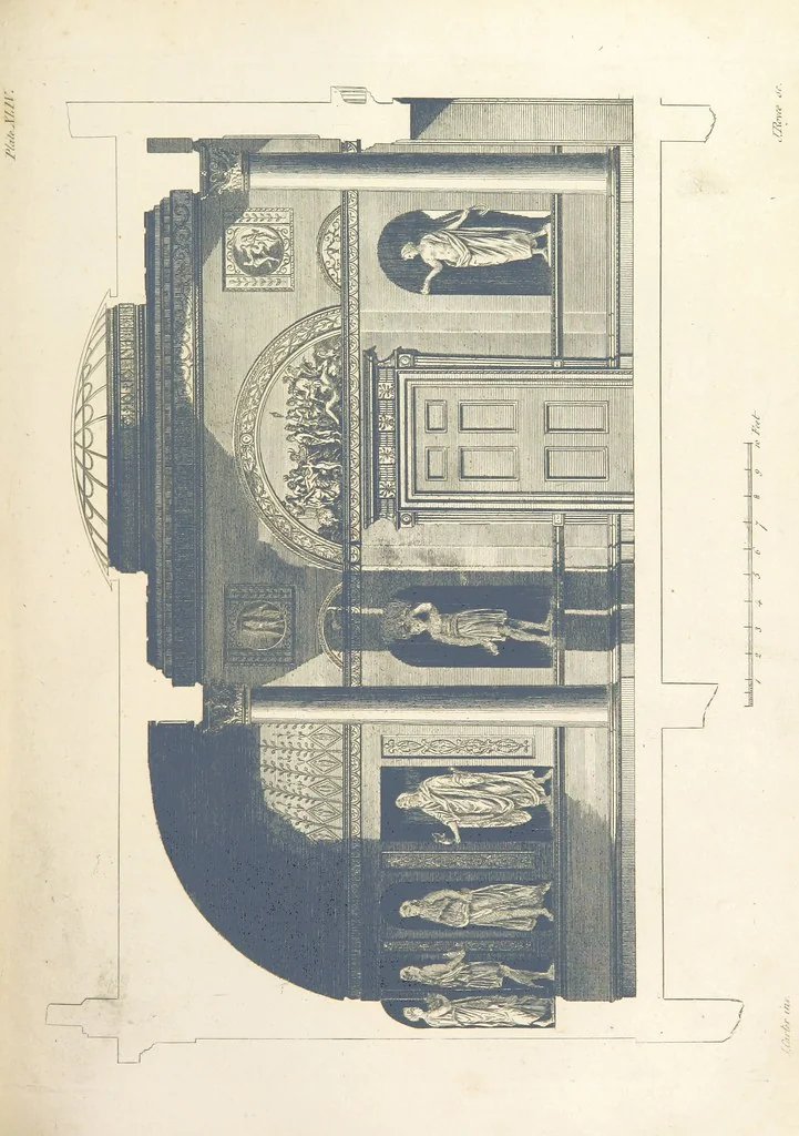 An illustration from The New Builder's Magazine, and Complete Architectural Library, for architects, surveyors, carpenters, etc, 1819, leaf 221