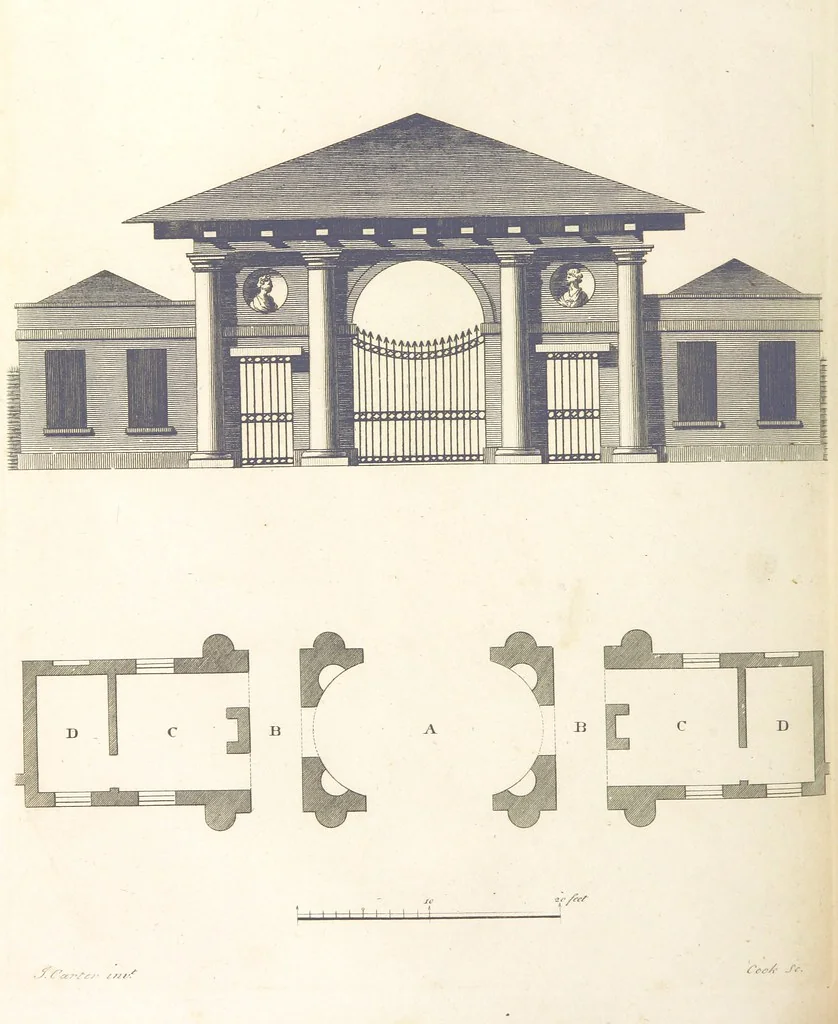 An illustration from The New Builder's Magazine, and Complete Architectural Library, for architects, surveyors, carpenters, etc, 1819, leaf 242