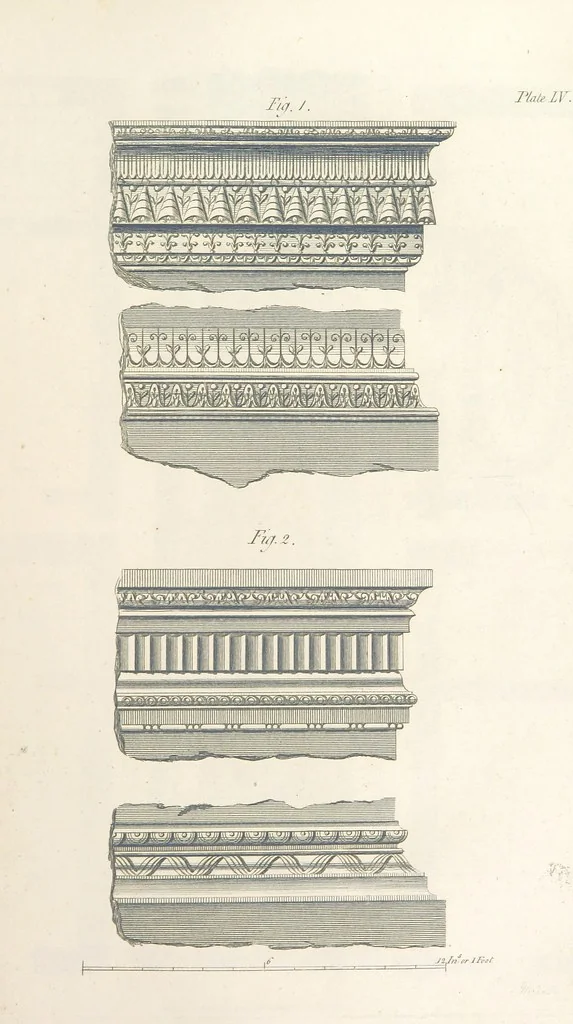 An illustration from The New Builder's Magazine, and Complete Architectural Library, for architects, surveyors, carpenters, etc, 1819, leaf 249