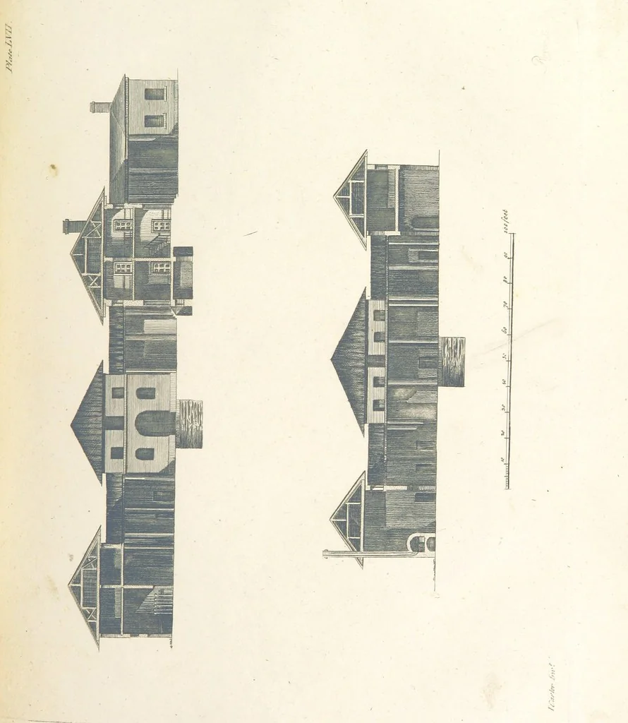 An illustration from The New Builder's Magazine, and Complete Architectural Library, for architects, surveyors, carpenters, etc, 1819, leaf 255