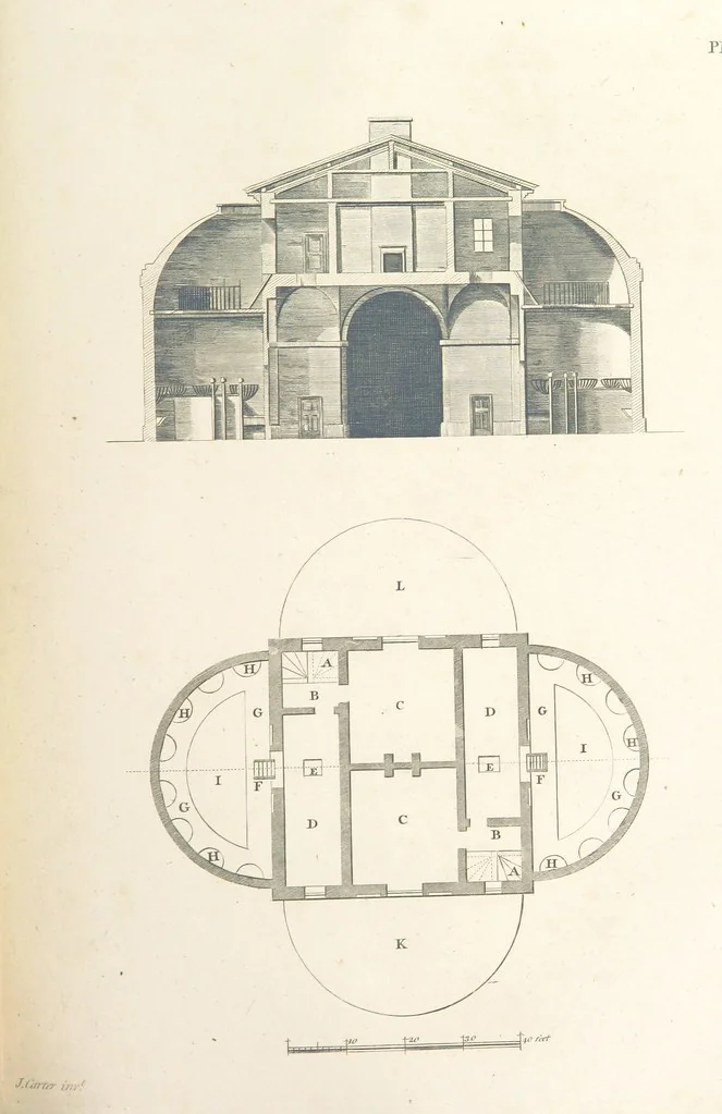 An illustration from The New Builder's Magazine, and Complete Architectural Library, for architects, surveyors, carpenters, etc, 1819, leaf 267