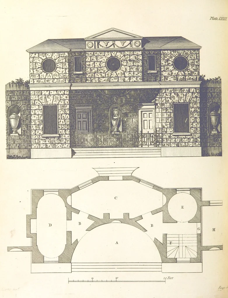 An illustration from The New Builder's Magazine, and Complete Architectural Library, for architects, surveyors, carpenters, etc, 1819, leaf 298