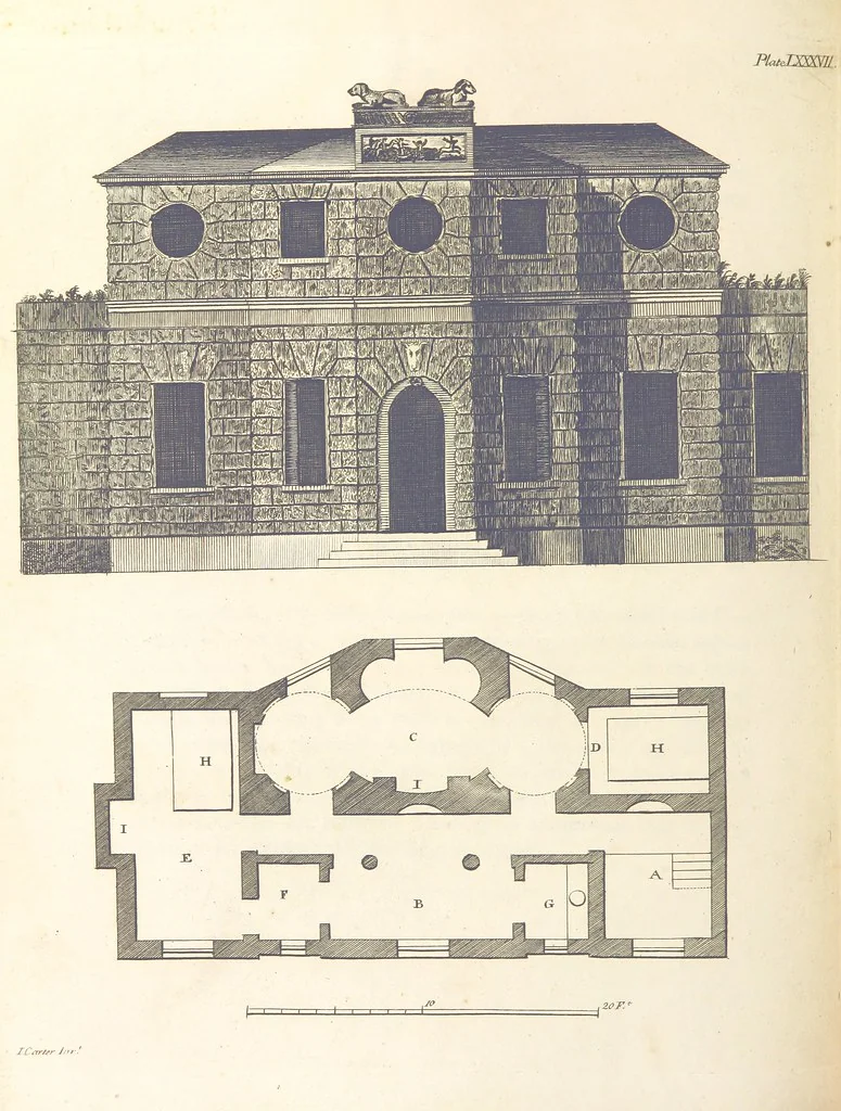An illustration from The New Builder's Magazine, and Complete Architectural Library, for architects, surveyors, carpenters, etc, 1819, leaf 334