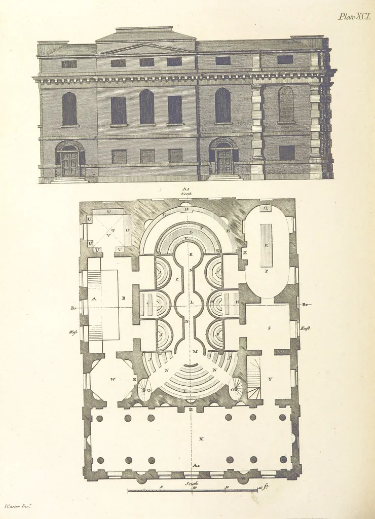 An illustration from The New Builder's Magazine, and Complete Architectural Library, for architects, surveyors, carpenters, etc, 1819, leaf 344