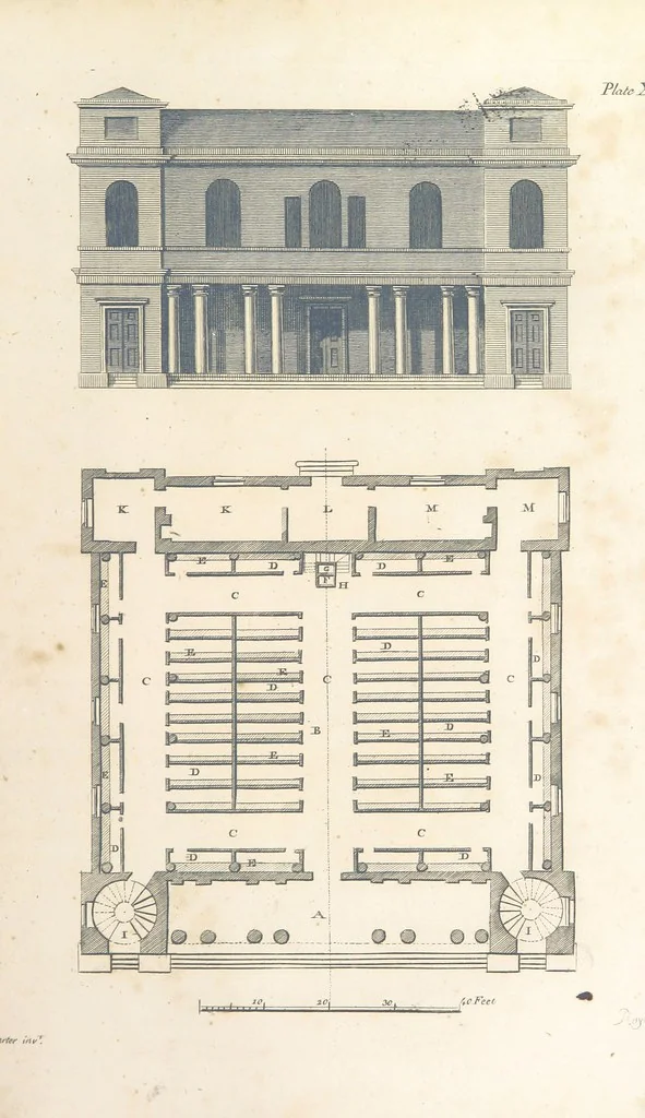 An illustration from The New Builder's Magazine, and Complete Architectural Library, for architects, surveyors, carpenters, etc, 1819, leaf 355