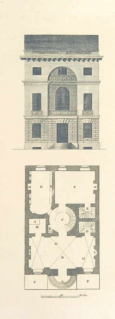 An illustration from The New Builder's Magazine, and Complete Architectural Library, for architects, surveyors, carpenters, etc, 1819, leaf 411