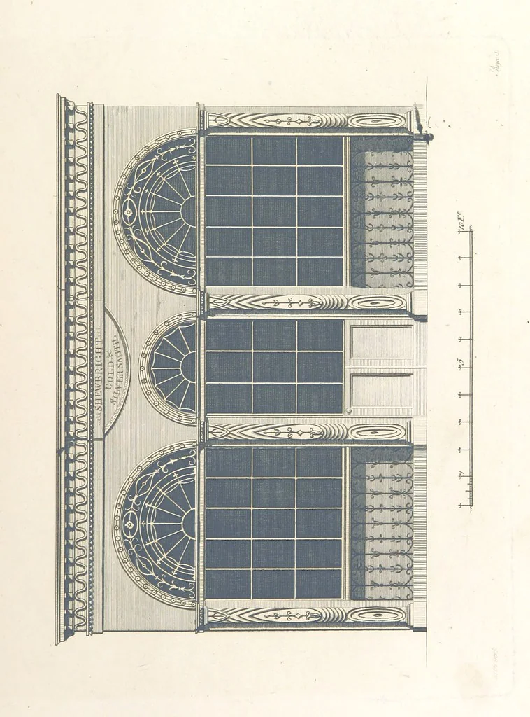 An illustration from The New Builder's Magazine, and Complete Architectural Library, for architects, surveyors, carpenters, etc, 1819, leaf 455