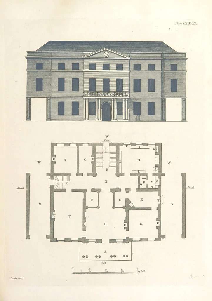 An illustration from The New Builder's Magazine, and Complete Architectural Library, for architects, surveyors, carpenters, etc, 1819, leaf 465