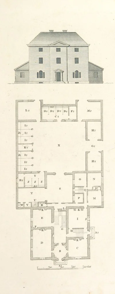 An illustration from The New Builder's Magazine, and Complete Architectural Library, for architects, surveyors, carpenters, etc, 1819, leaf 467