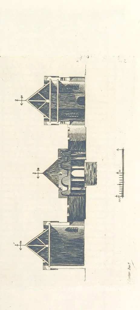 An illustration from The New Builder's Magazine, and Complete Architectural Library, for architects, surveyors, carpenters, etc, 1819, leaf 473