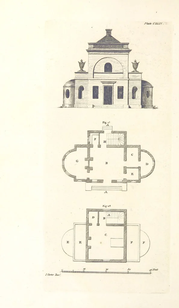 An illustration from The New Builder's Magazine, and Complete Architectural Library, for architects, surveyors, carpenters, etc, 1819, leaf 480