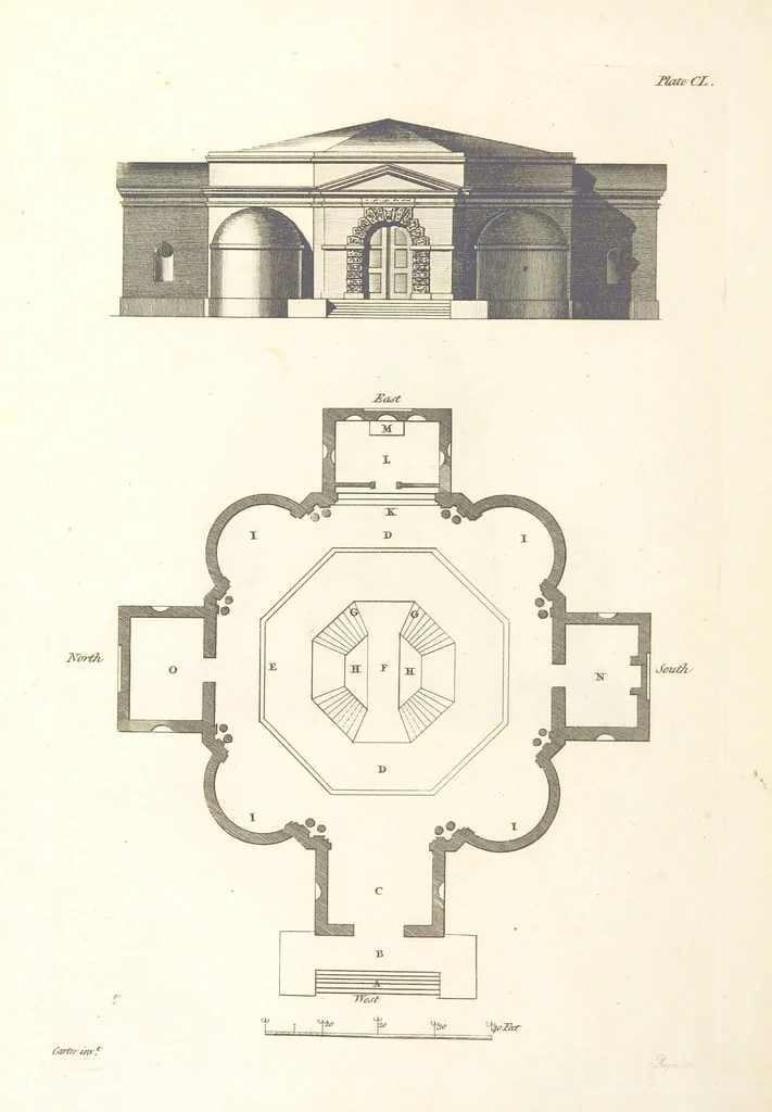 An illustration from The New Builder's Magazine, and Complete Architectural Library, for architects, surveyors, carpenters, etc, 1819, leaf 494