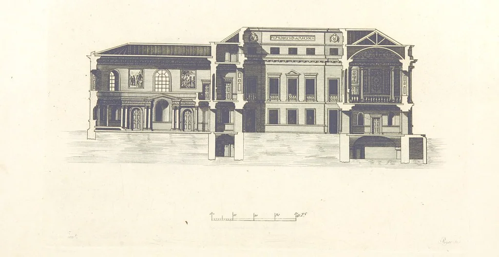 An illustration from The New Builder's Magazine, and Complete Architectural Library, for architects, surveyors, carpenters, etc, 1819, leaf 518