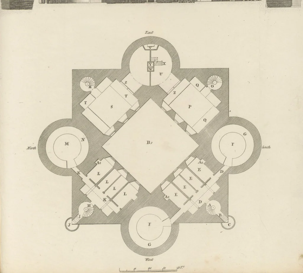 An illustration from The New Builder's Magazine, and Complete Architectural Library, for architects, surveyors, carpenters, etc, 1819, leaf 543