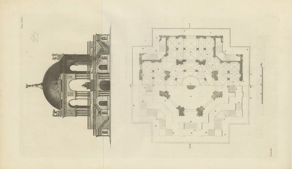 An illustration from The New Builder's Magazine, and Complete Architectural Library, for architects, surveyors, carpenters, etc, 1819, leaf 546