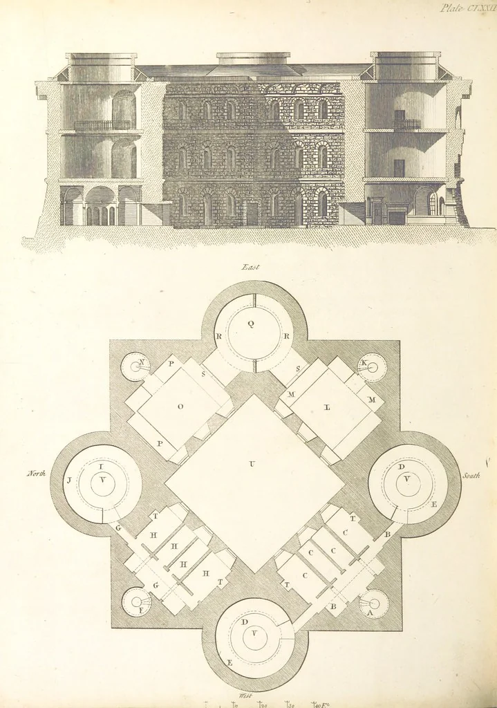 An illustration from The New Builder's Magazine, and Complete Architectural Library, for architects, surveyors, carpenters, etc, 1819, leaf 552