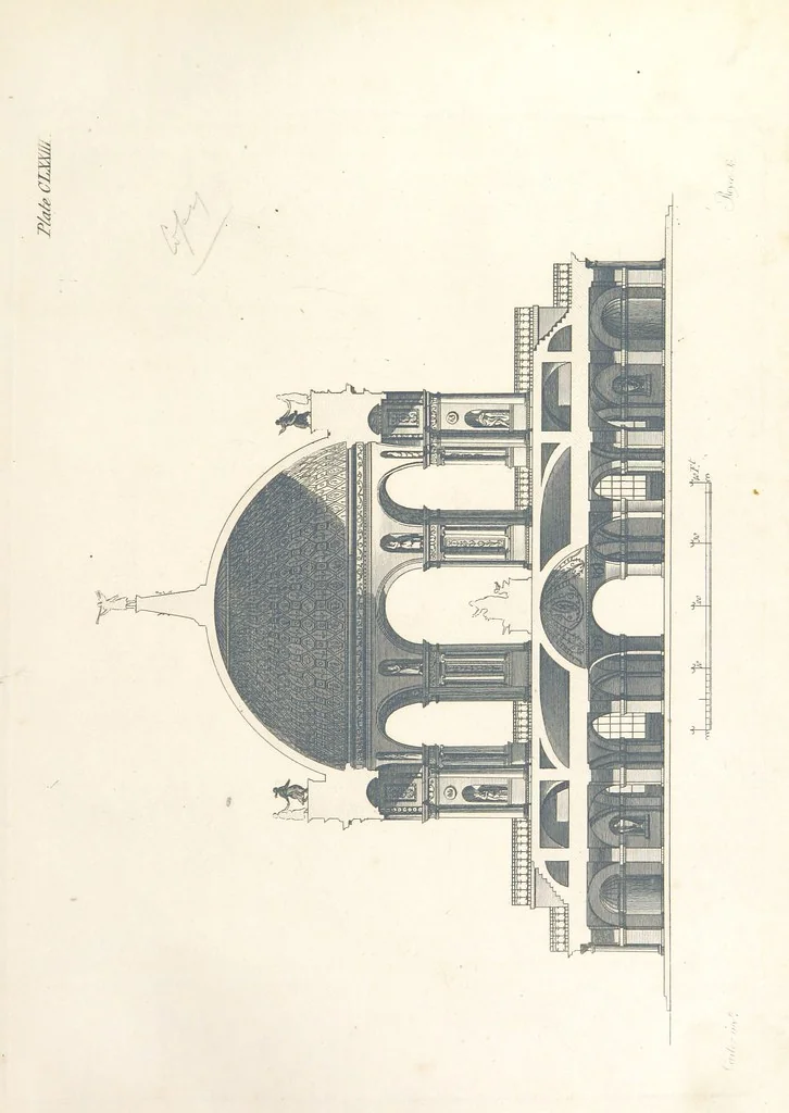 An illustration from The New Builder's Magazine, and Complete Architectural Library, for architects, surveyors, carpenters, etc, 1819, leaf 555