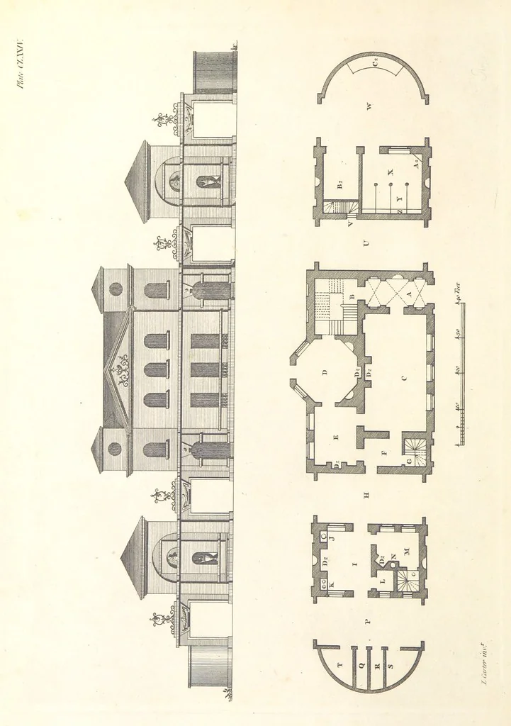 An illustration from The New Builder's Magazine, and Complete Architectural Library, for architects, surveyors, carpenters, etc, 1819, leaf 558