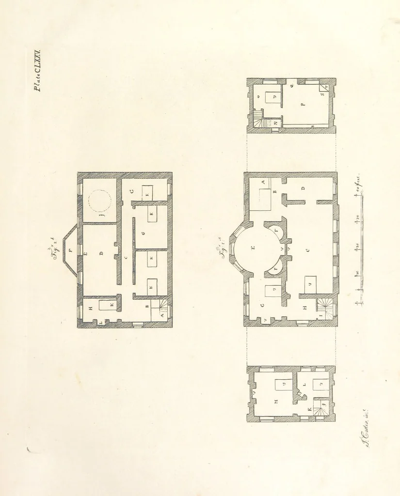 An illustration from The New Builder's Magazine, and Complete Architectural Library, for architects, surveyors, carpenters, etc, 1819, leaf 561
