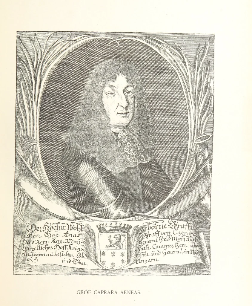 An illustration from Avvisi del cavaliere Federico Cornaro, ambasciatore veneto, circa l'assedio e la presa della fortezza di Buda nell'anno 1686. Con traduzione ungherese ed introduzione storica da Sigismondo Bubics. (Cornaro Frigyes velenczei követ Jelentései, etc.) [With plates, including portraits.] Ital. & Hung, 1891, leaf 107