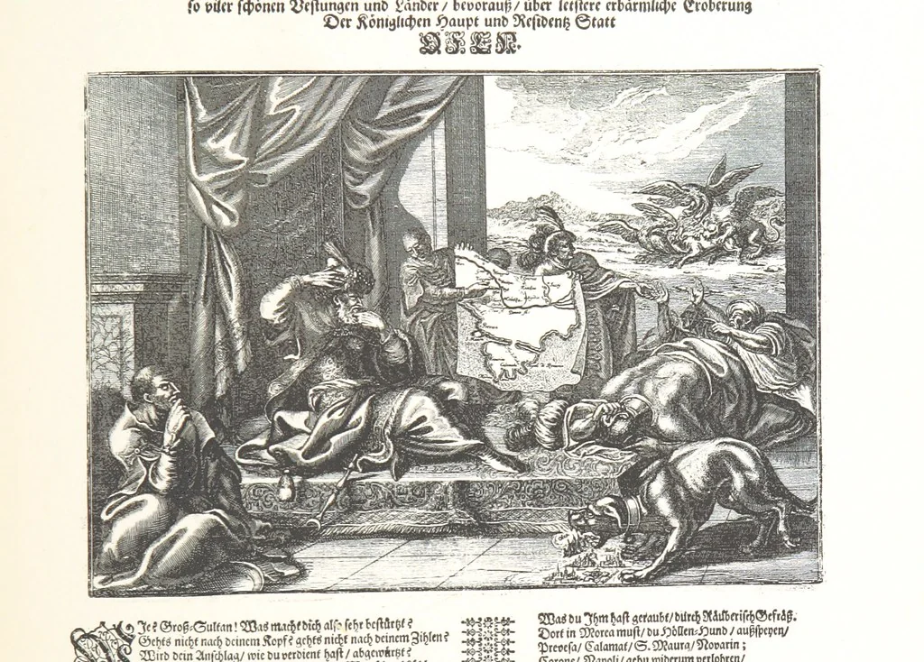An illustration from Avvisi del cavaliere Federico Cornaro, ambasciatore veneto, circa l'assedio e la presa della fortezza di Buda nell'anno 1686. Con traduzione ungherese ed introduzione storica da Sigismondo Bubics. (Cornaro Frigyes velenczei követ Jelentései, etc.) [With plates, including portraits.] Ital. & Hung, 1891, leaf 475