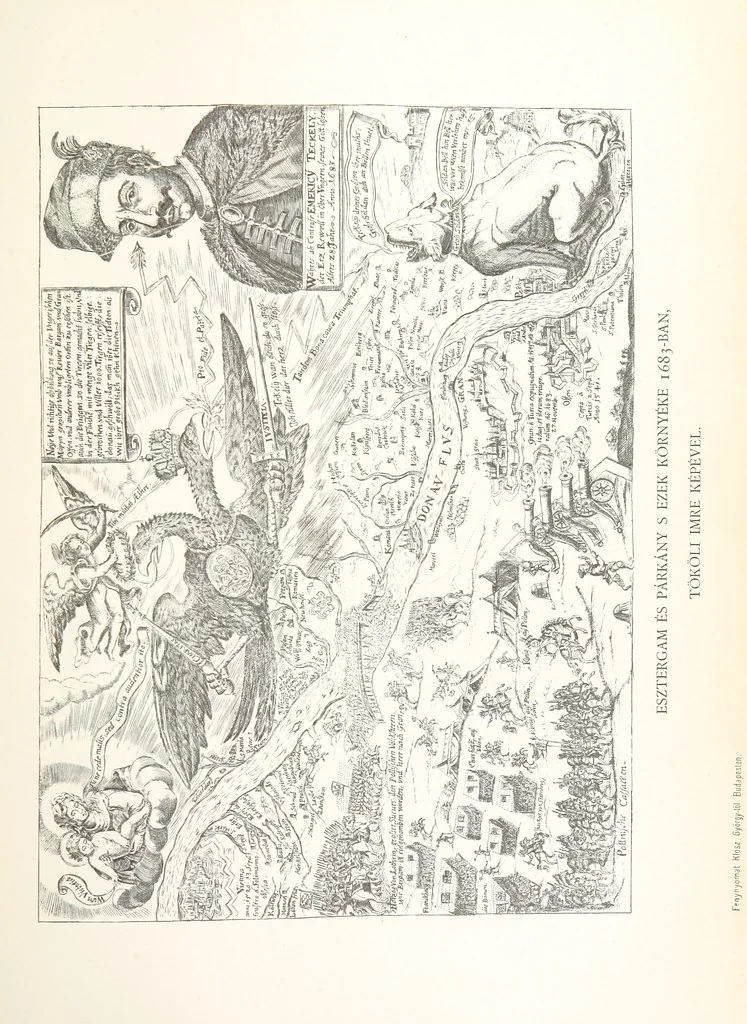 An illustration from Avvisi del cavaliere Federico Cornaro, ambasciatore veneto, circa l'assedio e la presa della fortezza di Buda nell'anno 1686. Con traduzione ungherese ed introduzione storica da Sigismondo Bubics. (Cornaro Frigyes velenczei követ Jelentései, etc.) [With plates, including portraits.] Ital. & Hung, 1891, leaf 569